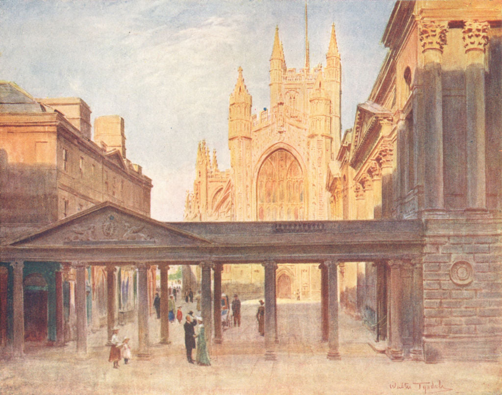 SOMT. Bath Abbey & Pump-Room 1906 old antique vintage print picture